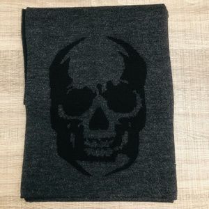 John Varvatos Black & Charcoal Skull Scarf (NEVER WORN)